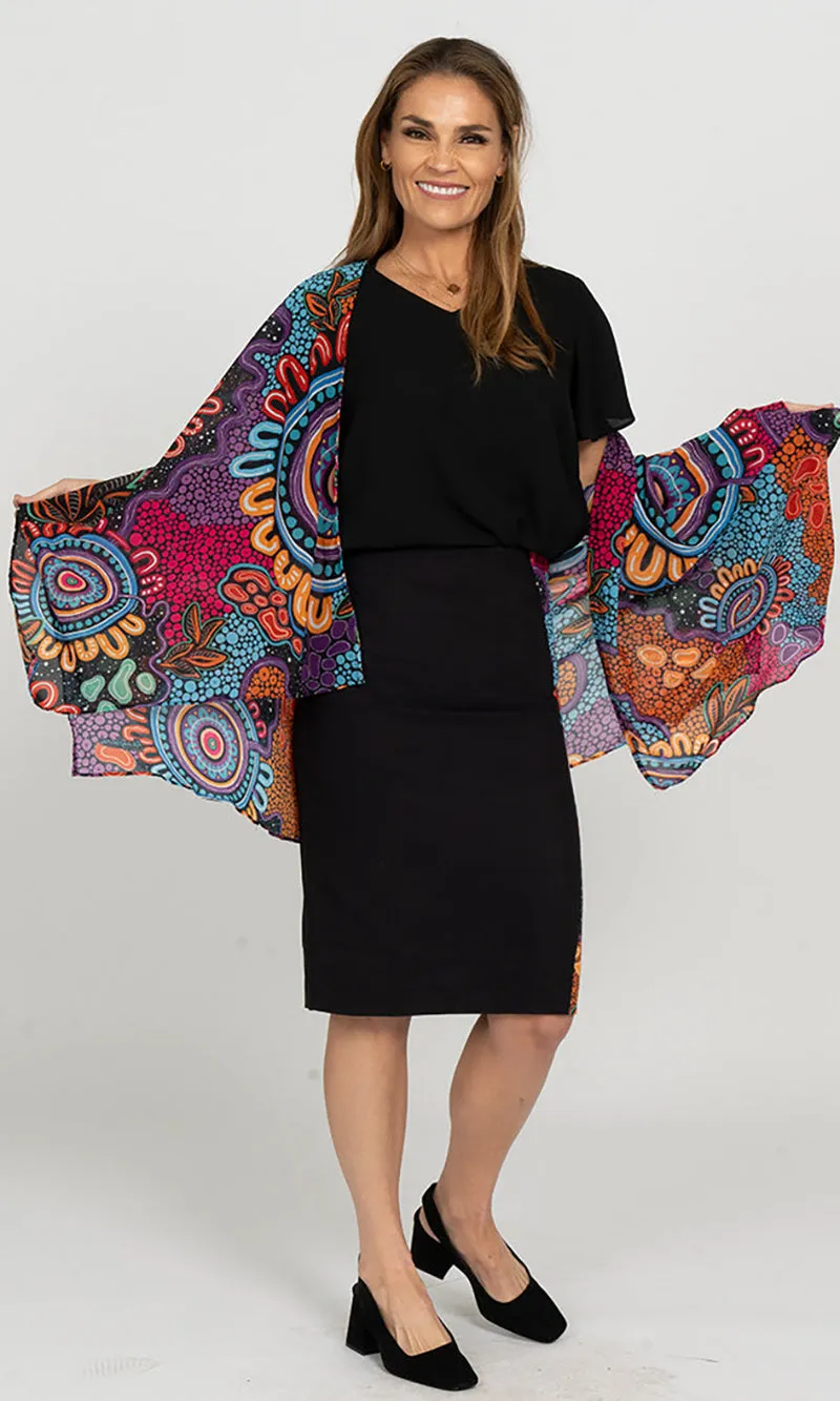 Aboriginal Art Chiffon Shawl Celebration