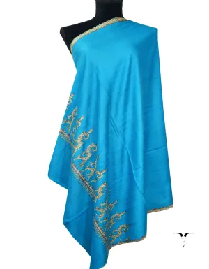 azure embroidery GI pashmina shawl 7868