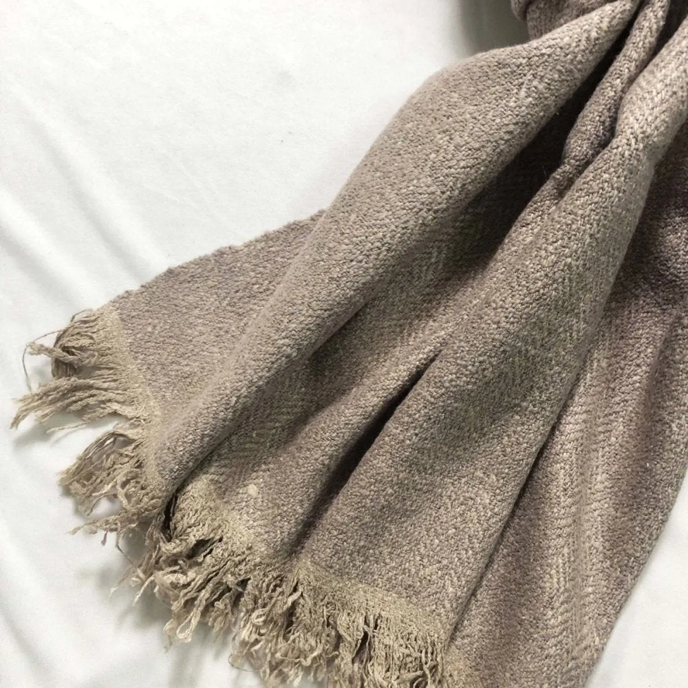 Beige Colour Silk & Wool Stole