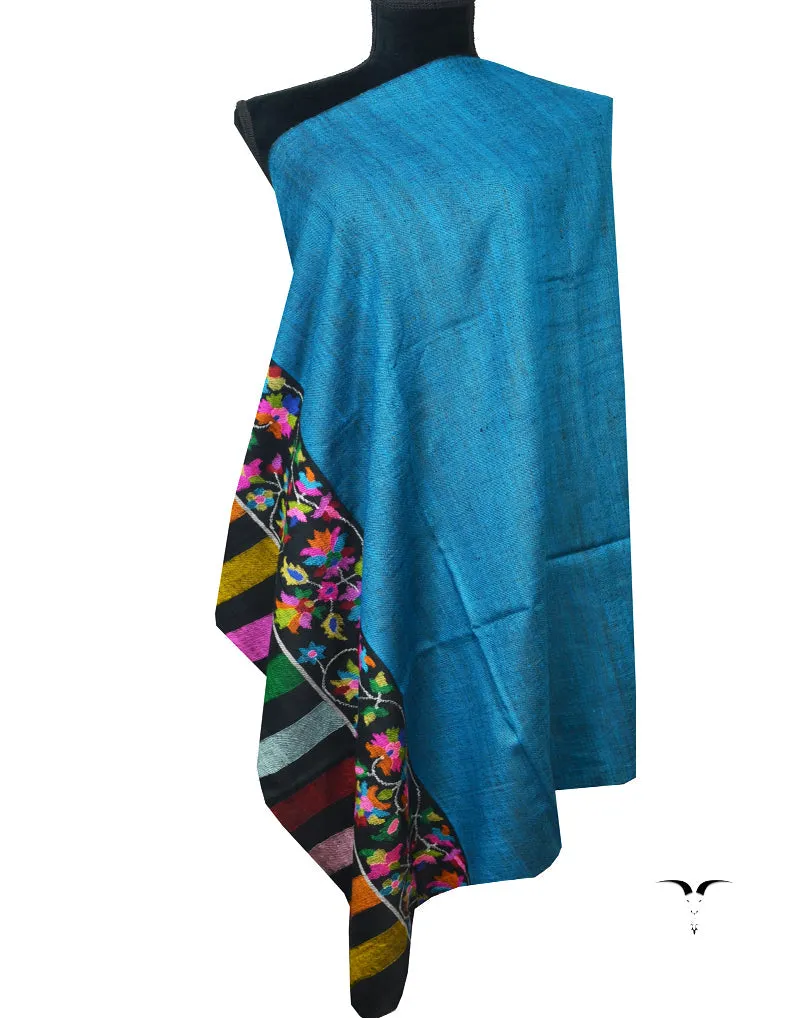 Black Golden and Blue Reversible Kani Pashmina Shawl7325