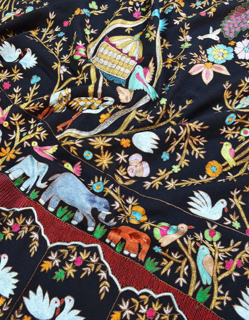 Black kalamkari Pashmina shawl 8573 (Size M)