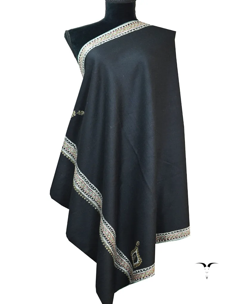 black tilla embroidery pashmina shawl 8437