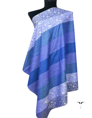 Blue and White Embroidery Pashmina Shawl 7346