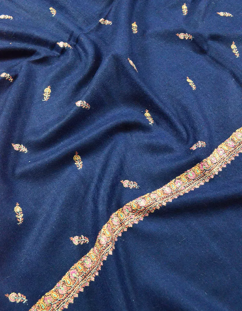 blue embroidery GI pashmina shawl 7867