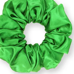 Bridal Satin Scrunchies King Size XXL Oversized Ponytail Holder Made in the USA Green