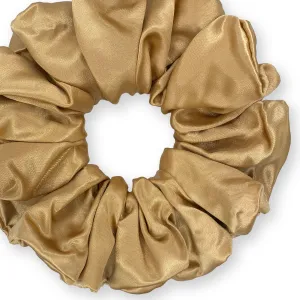 Bridal Satin Scrunchies King Size XXL Oversized Ponytail Holder Made in the USA Khaki