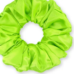 Bridal Satin Scrunchies King Size XXL Oversized Ponytail Holder Made in the USA Lime