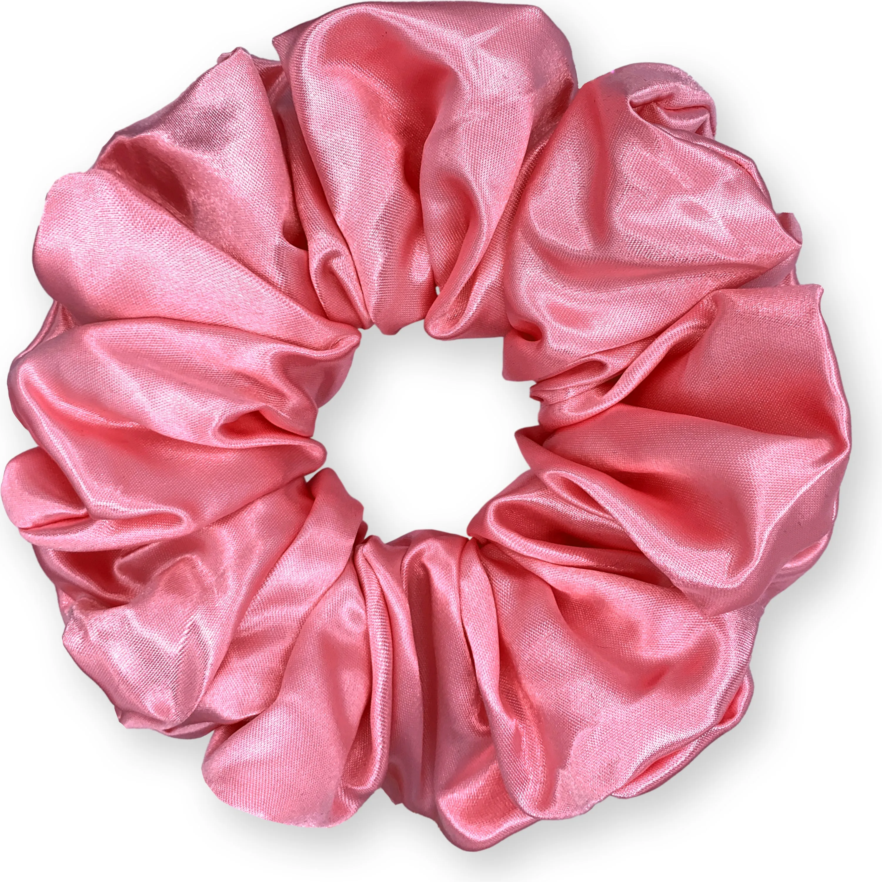 Bridal Satin Scrunchies King Size XXL Oversized Ponytail Holder Made in the USA Pink Rose