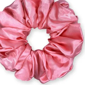 Bridal Satin Scrunchies King Size XXL Oversized Ponytail Holder Made in the USA Pink Rose