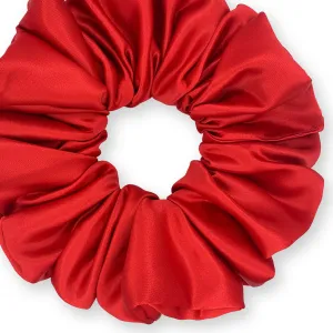 Bridal Satin Scrunchies King Size XXL Oversized Ponytail Holder Made in the USA Red