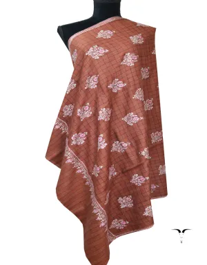 Brown Embroidery Pashmina Shawl 7732