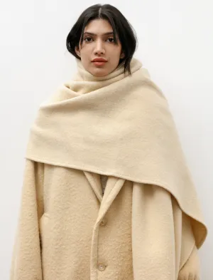 Brushed Alpaca Wool Melton Large Stole Beige