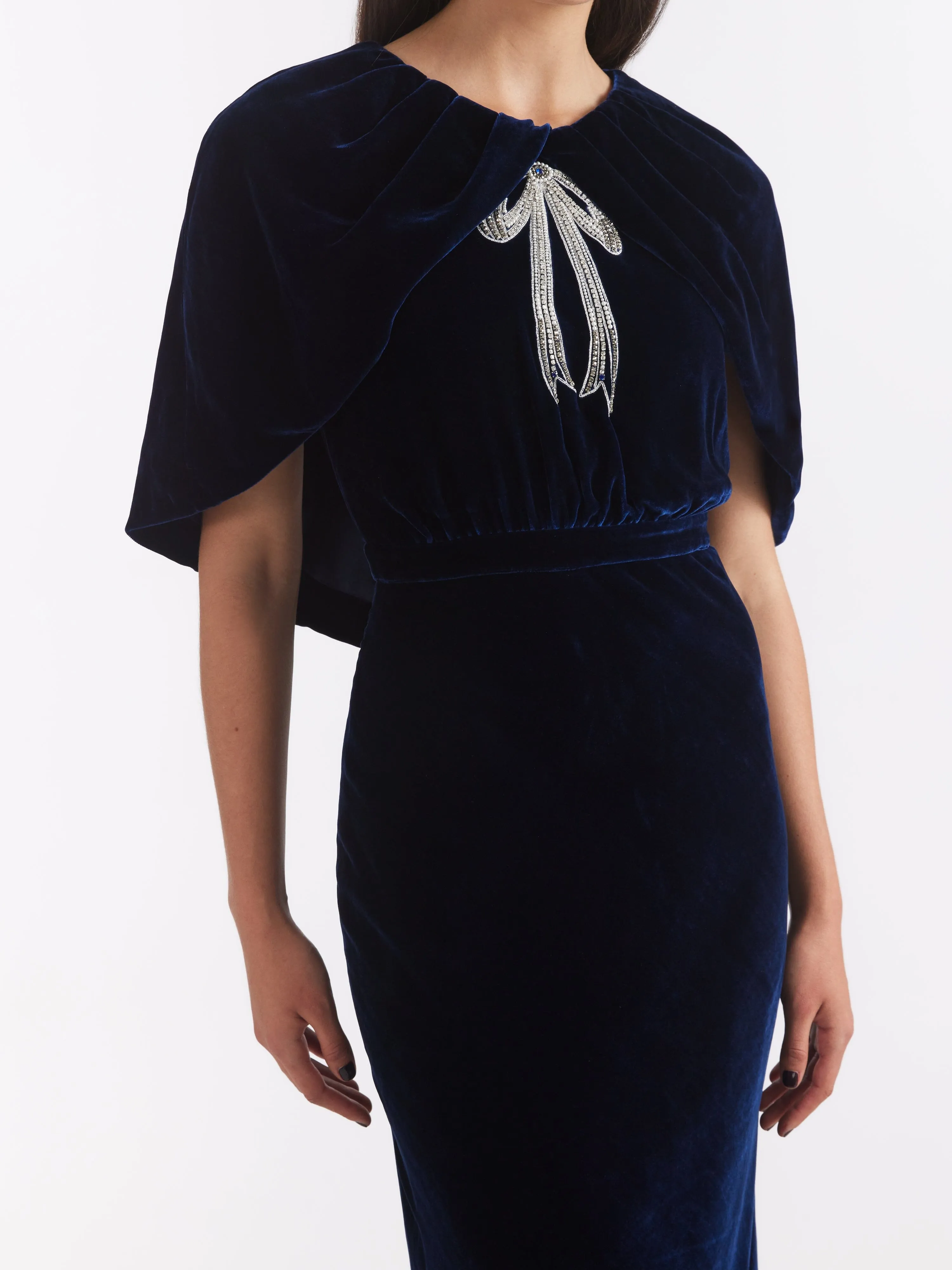 Celeste Long Dress in Navy Cardinal Ribbon