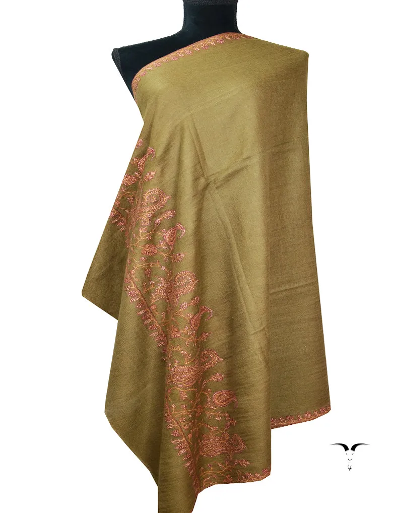 Dark Natural Embroidery Pashmina Shawl 7721