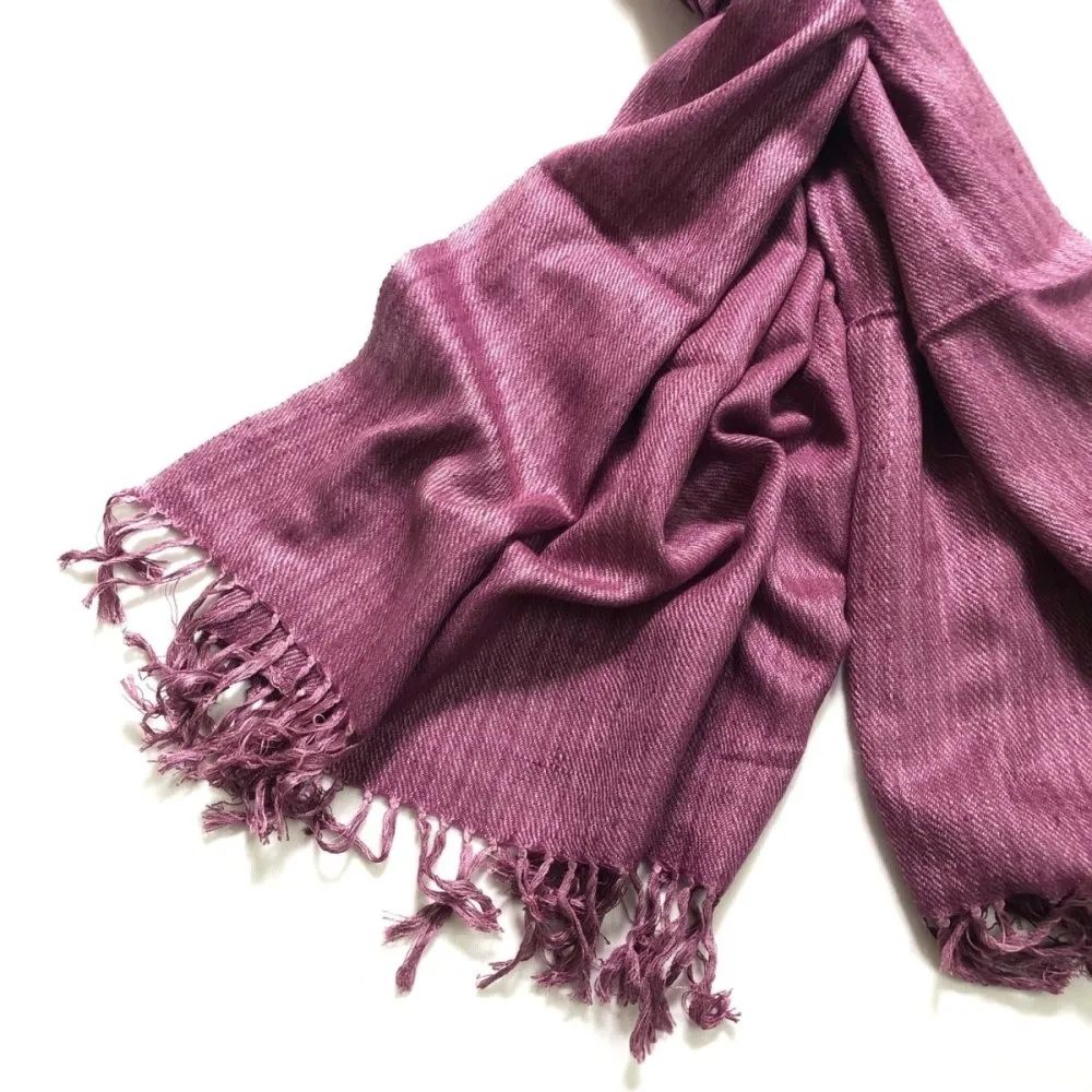 Dark-Rose Pink Coloured Silk & Merino Wool Stole