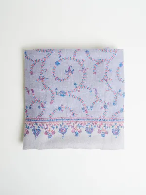 Embroidered Pashmina Shawl in Lilac, Blue and Peach