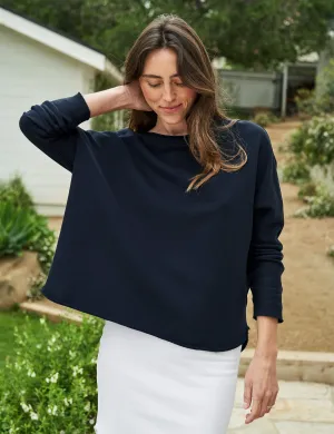 Frank & Eileen - Anna Long Sleeve Capelet in British Royal Navy