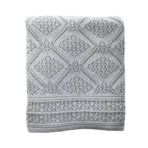 Heirloom Merino Baby Blanket Geometric Pattern - Cygnet Grey