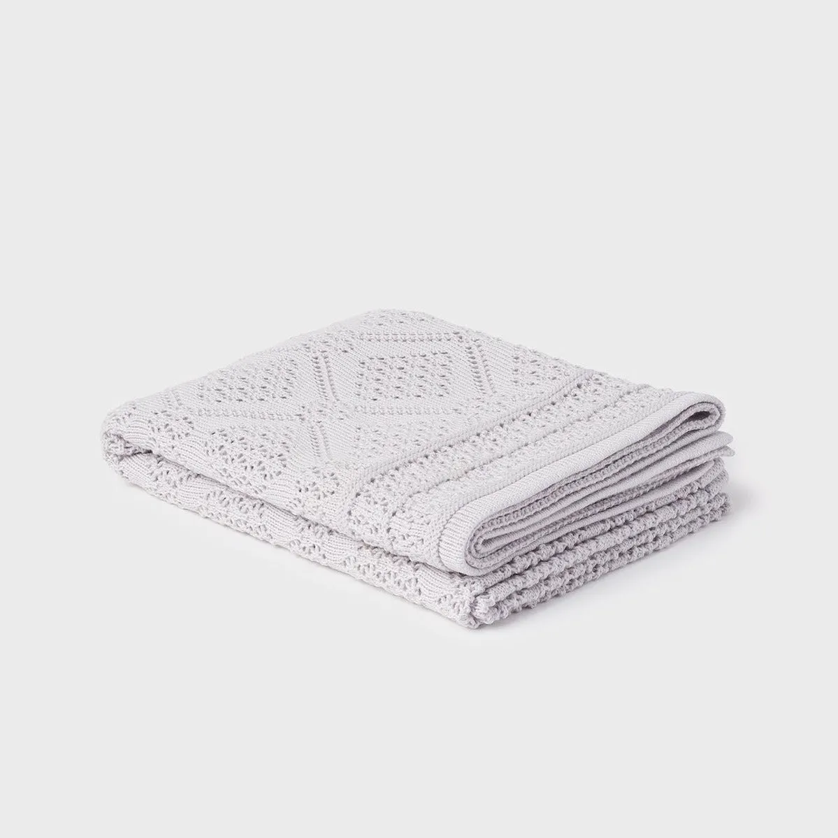 Heirloom Merino Baby Blanket Geometric Pattern - Powder