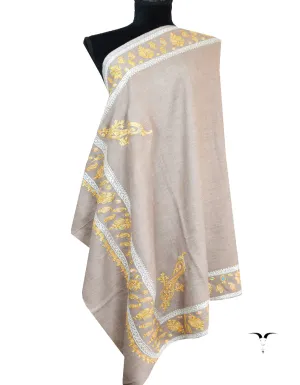 light natural tilla embroidery pashmina shawl 8597