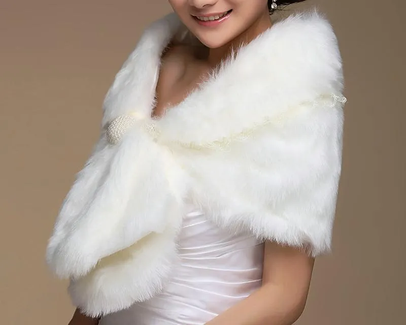 Luxury Wihte Bridal Faux Fur Wedding Shawls Wraps