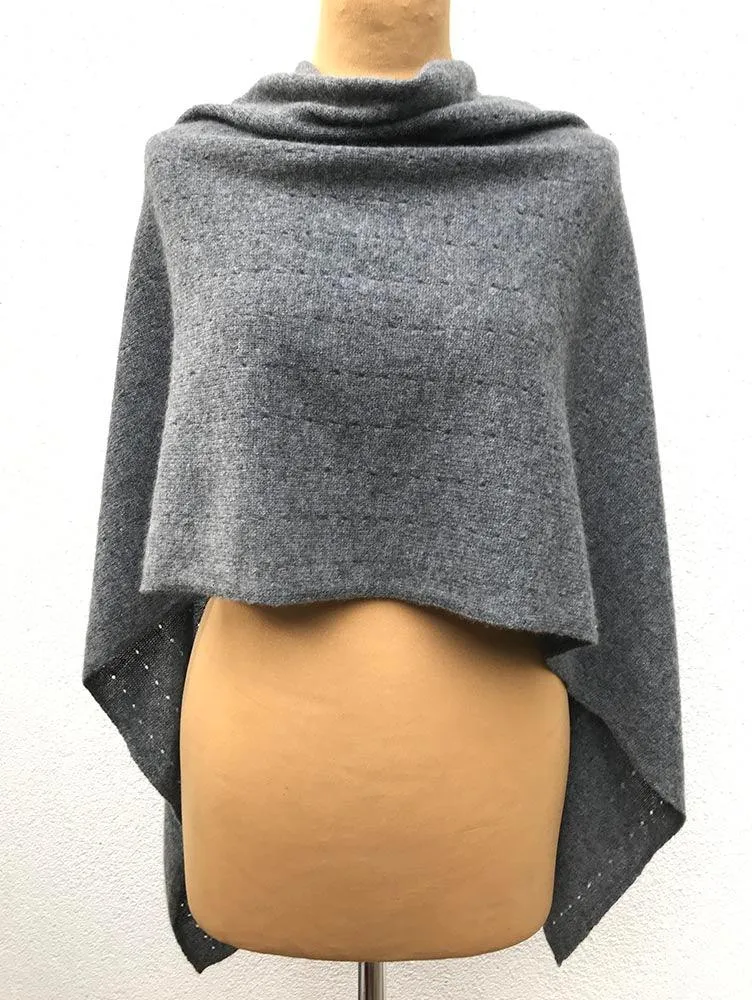 Mid grey cashmere poncho Multiway