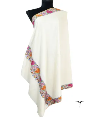 pure white embroidery pashmina shawl 8596