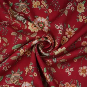 Red Floral Print Pashmina Fabric 20994