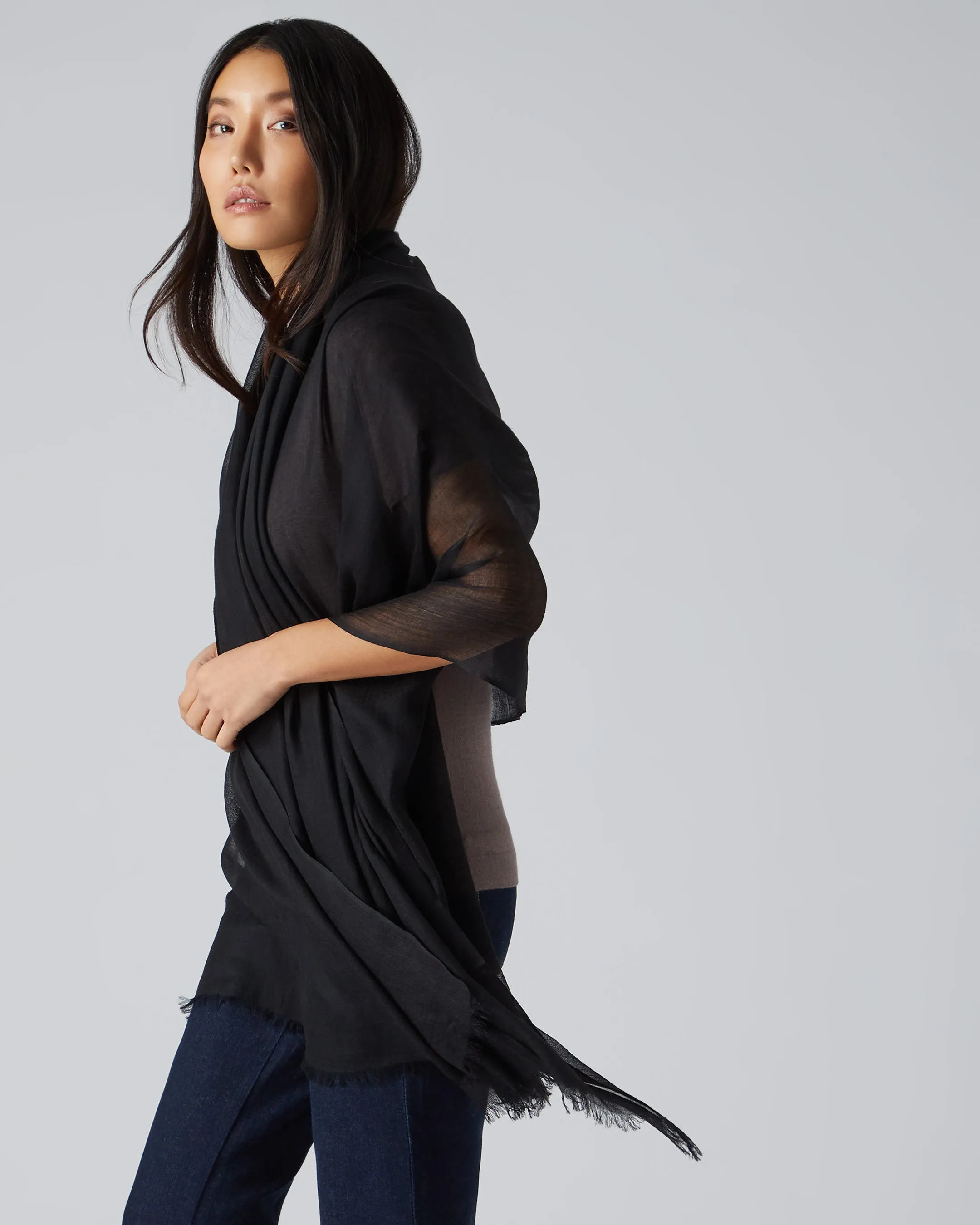 Women's Ultrafine Pashmina Cashmere Shawl Black